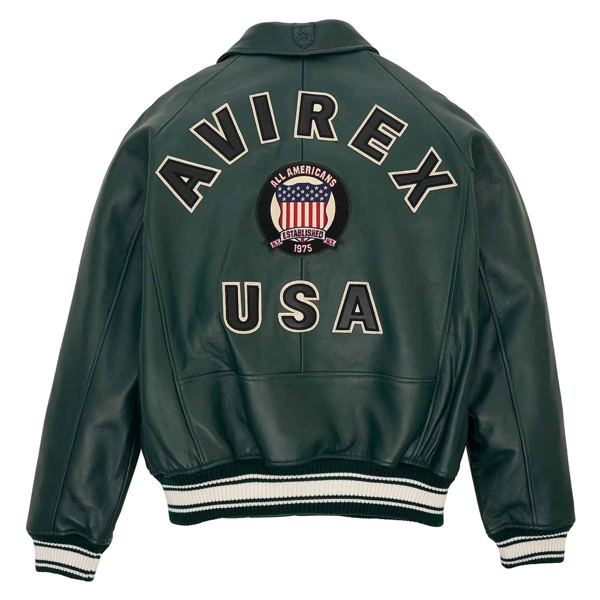 Best Seller Men’s Iconic Avirex Leather Jacket Dark Green Leather Bomber Jacket Aviator Style - image 2