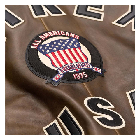 Handmade Men’s Iconic Avirex Leather Jacket Brown Leather Bomber Jacket Aviator Style - image 4
