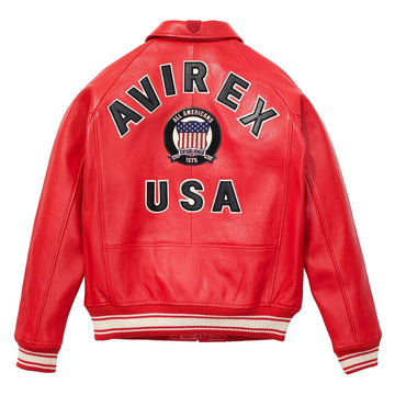 Handcrafted Men’s Avirex Leather Jacket Red Leather Bomber Jacket Iconic Style - image 2