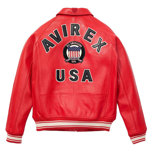 Handcrafted Men’s Avirex Leather Jacket Red Leather Bomber Jacket Iconic Style - image 2