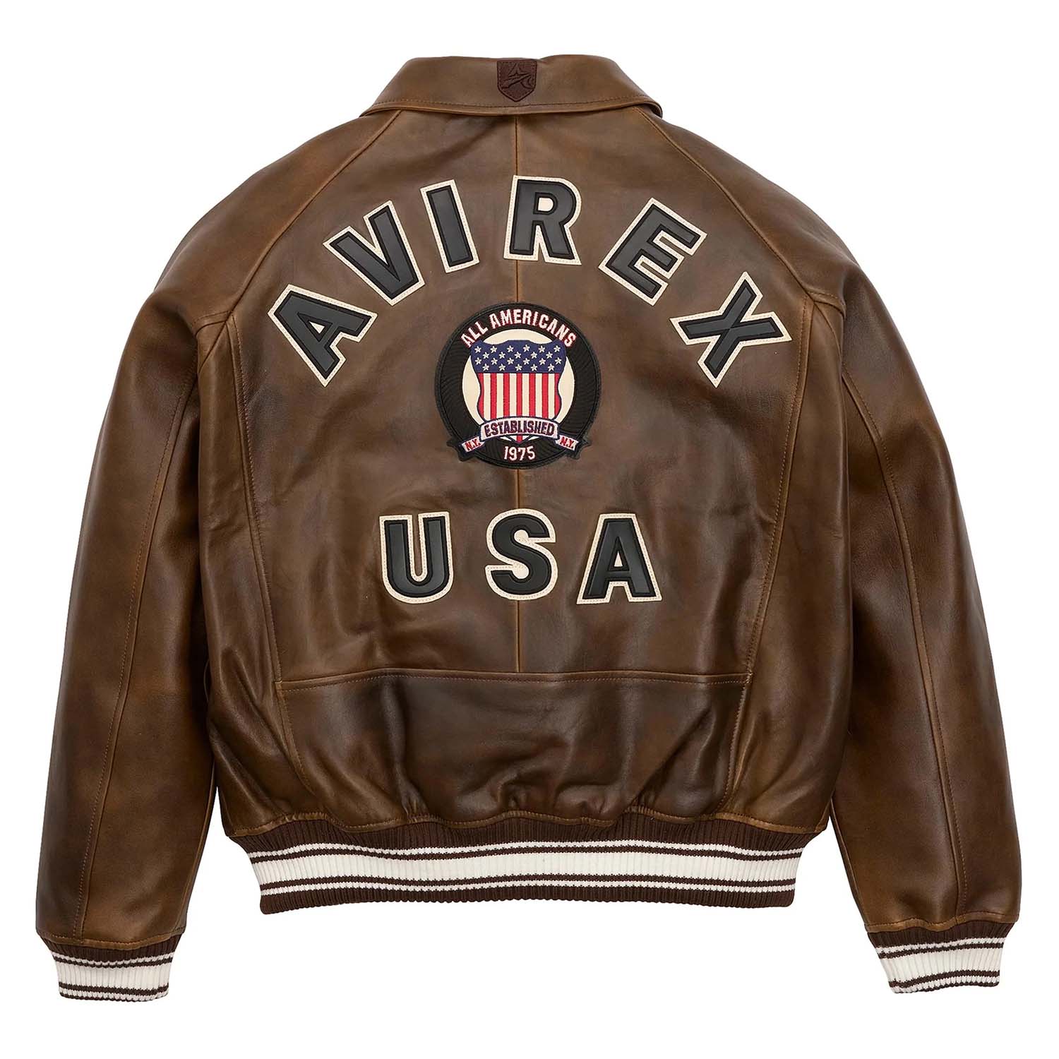 Handmade Men’s Iconic Avirex Leather Jacket Brown Leather Bomber Jacket Aviator Style - image 2