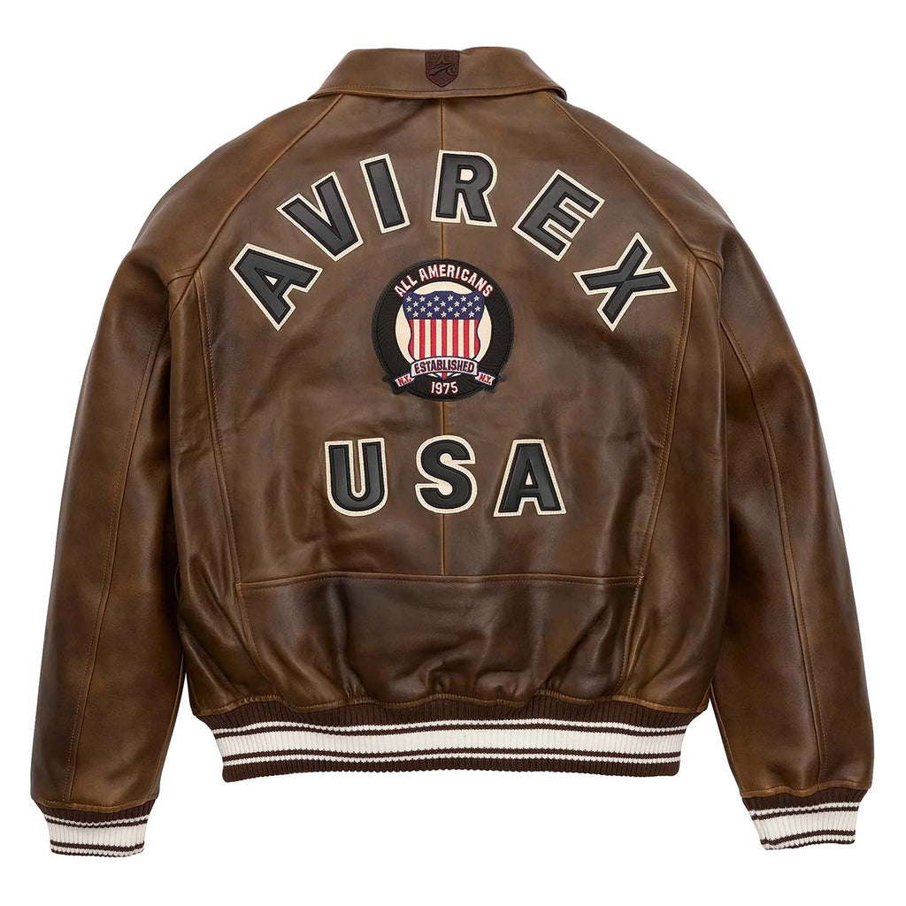 Handmade Men’s Iconic Avirex Leather Jacket Brown Leather Bomber Jacket Aviator Style - image 2