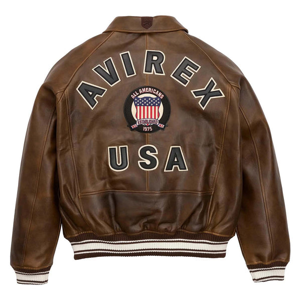 Handmade Men’s Iconic Avirex Leather Jacket Brown Leather Bomber Jacket Aviator Style - image 2